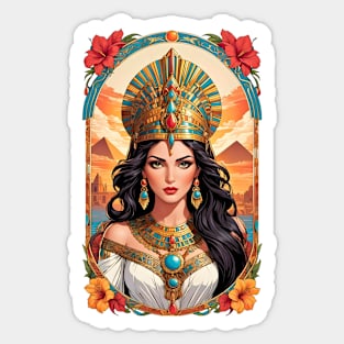 Cleopatra Queen of Egypt retro vintage floral design Sticker